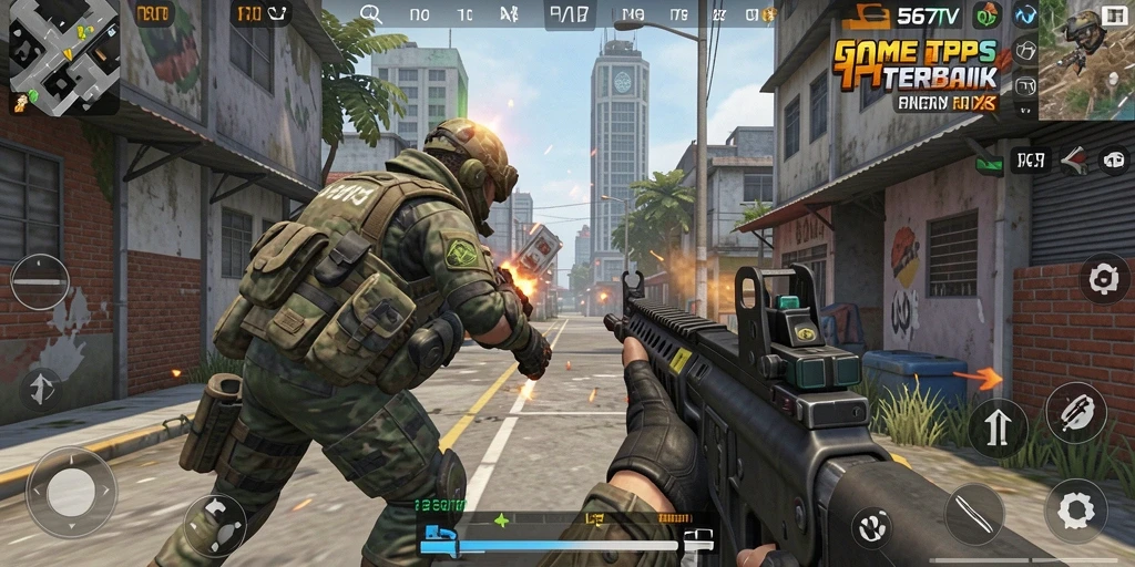 Screenshot gameplay 567TV dengan aksi tembak-menembak seru.