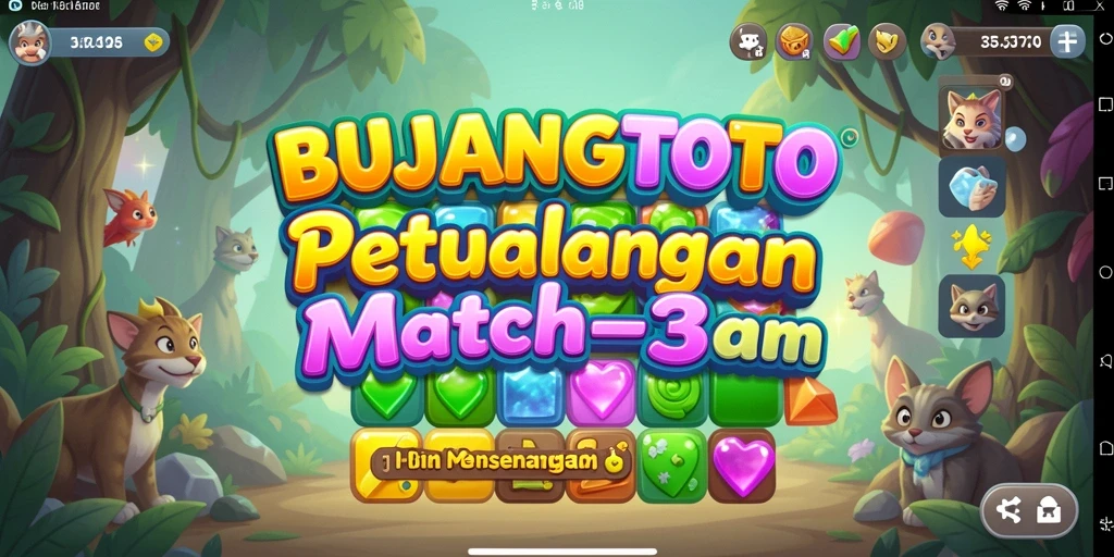 Screenshot gameplay seru dari BUJANGTOTO dengan elemen Match-3 yang menantang.