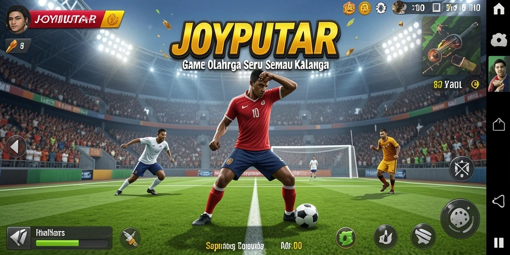 Screenshot gameplay JOYPUTAR menunjukkan aksi mendebarkan di lapangan.