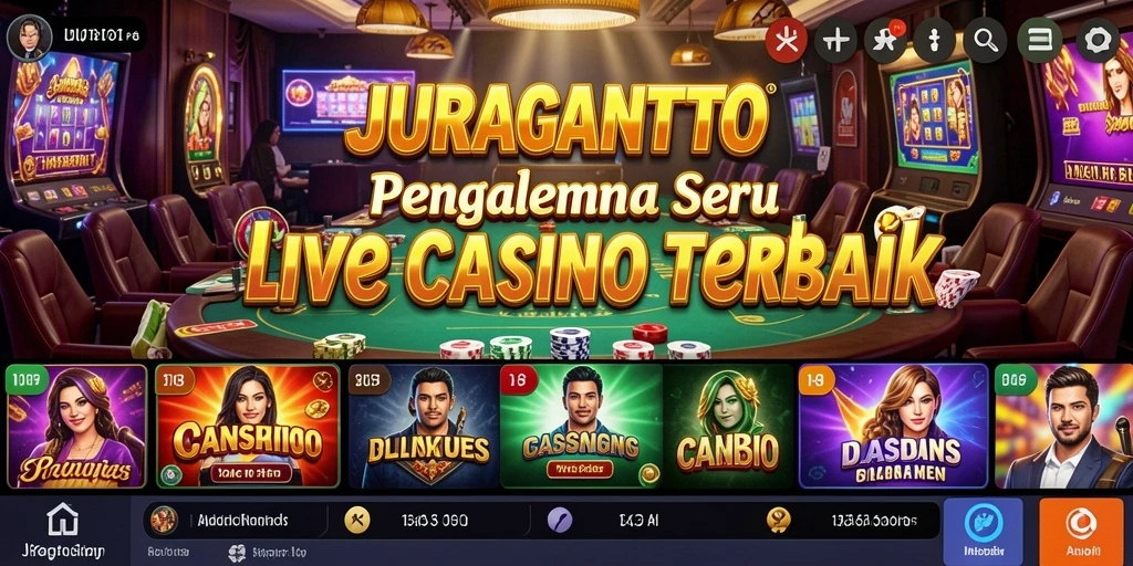 Screenshot JURAGANTOTO menampilkan dealer langsung dalam sesi permainan Live Casino.