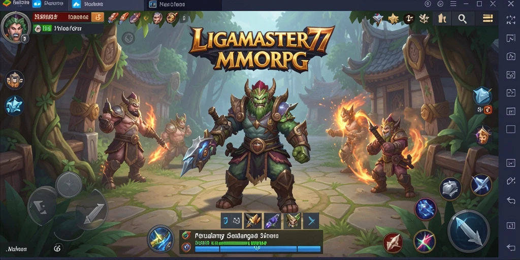 Tangkapan layar utama LIGAMASTER77 yang menampilkan gameplay MMORPG yang seru.