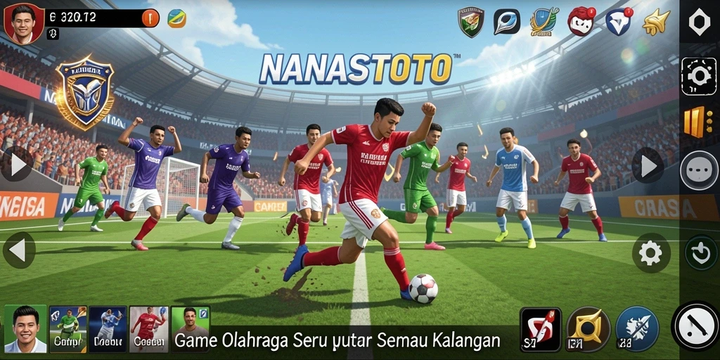 Screenshot NANASTOTO menampilkan aksi seru dalam pertandingan olahraga.