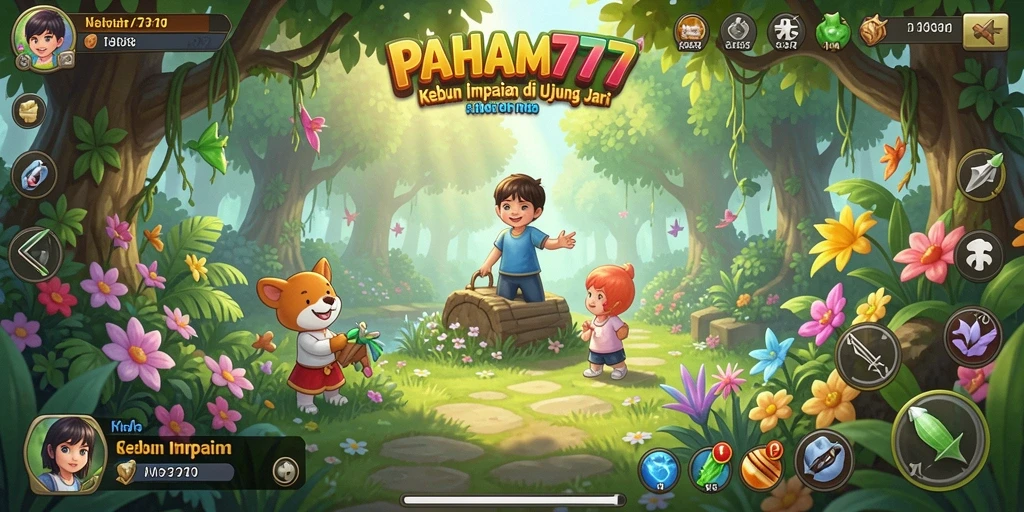 Tampilan gameplay yang memukau di PAHAM777 dengan kebun yang subur.