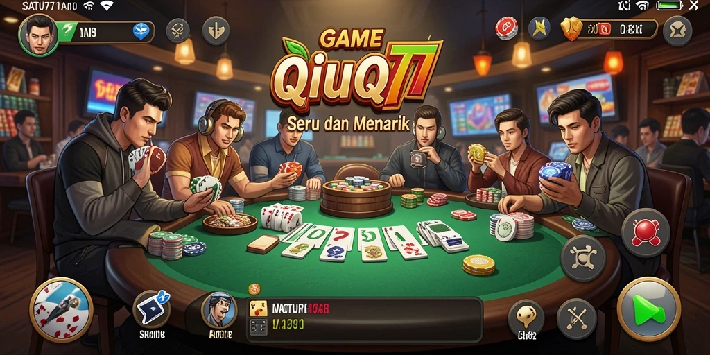 Screenshot utama SATU77 menampilkan gameplay QiuQiu yang seru.