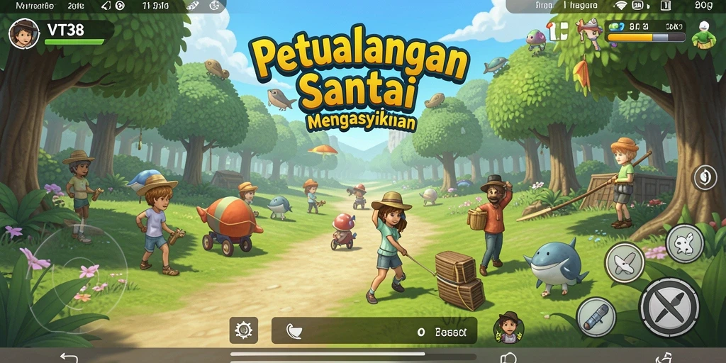 Tangkapan layar VT38 menampilkan gameplay santai dan elemen interaktif yang menarik.